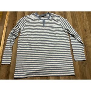 David Archy Shirt, Men's Size XL, Blue White, Striped, Long Sleeve, Henley